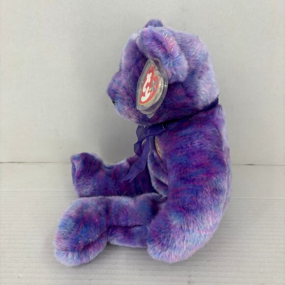 Ty Beanie Buddies Clubby IV Bear Purple Blue Tie Dye 2001 Vintage 14 Inch - Picture 4 of 12